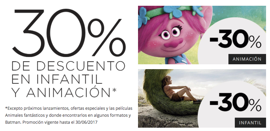 El Corte Inglés - 30% descuento en cine infantil y animación